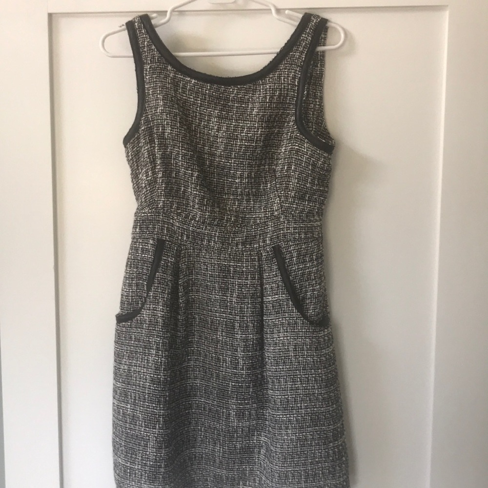 Tweed and faux leather dress